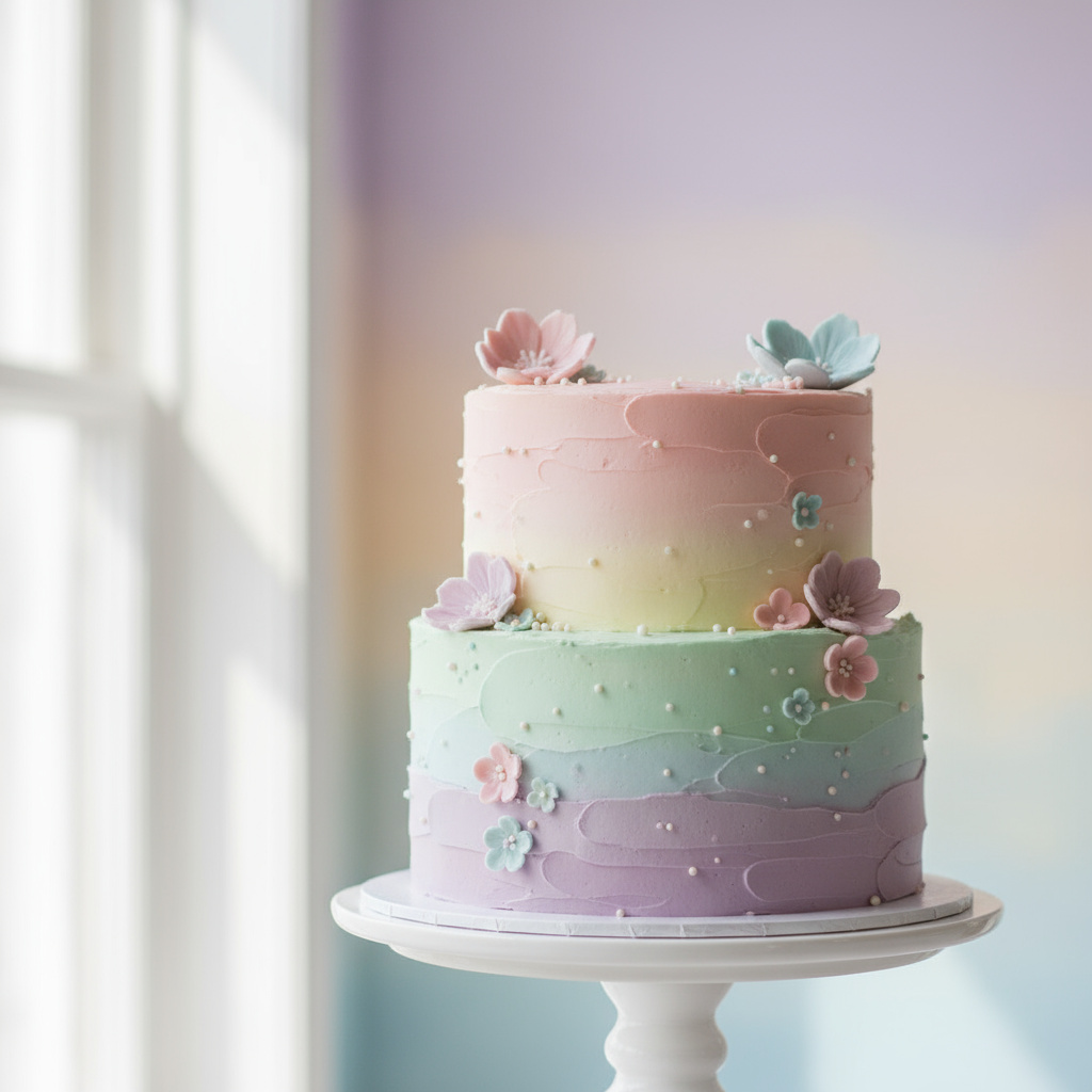 Custom Geburtstagstorte auf einem Pastellhintergrund